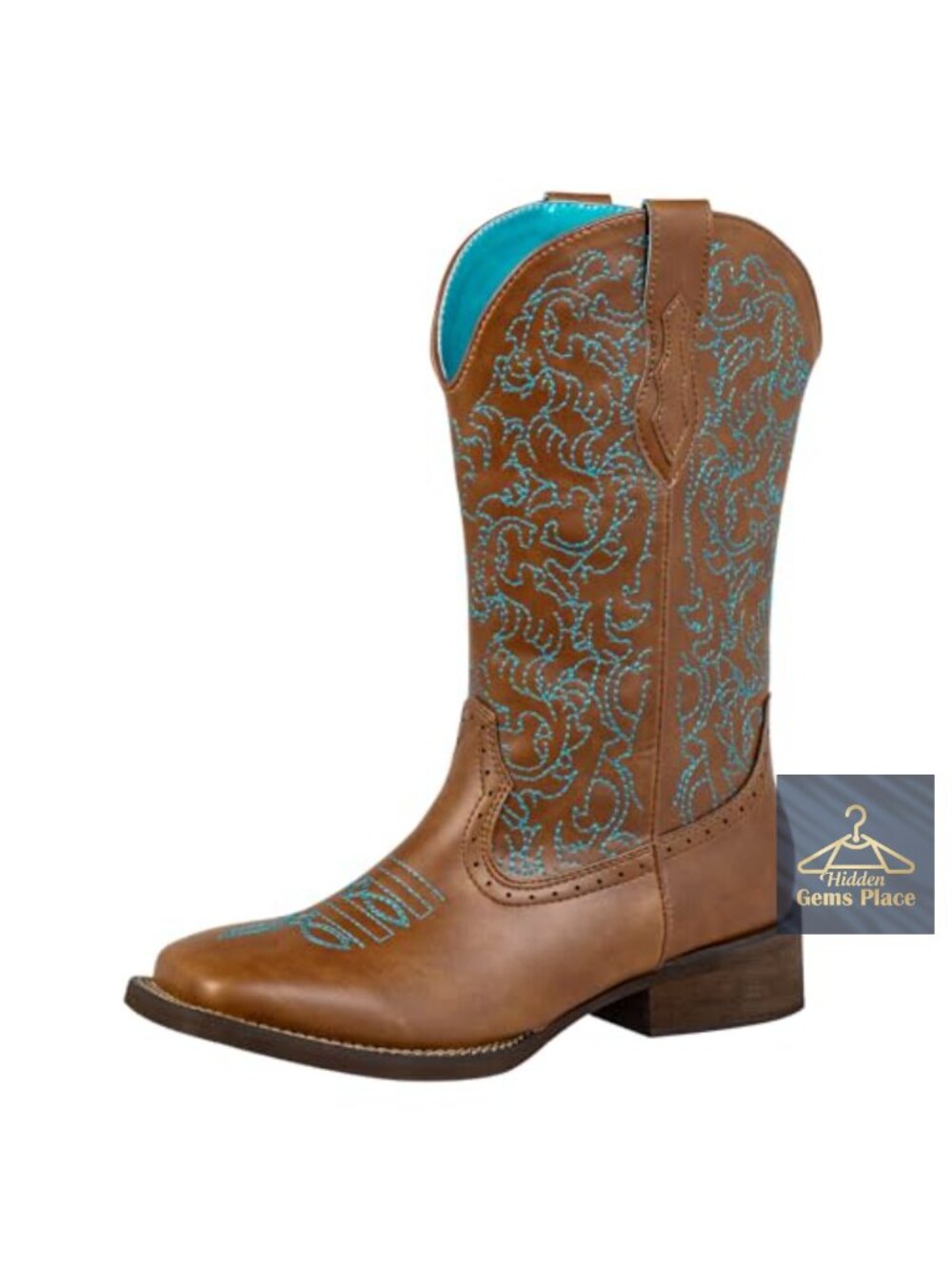 Wide Square Toe Cowboy Boots Women Mid Calf Faux Leather Western Cowgirl Boots